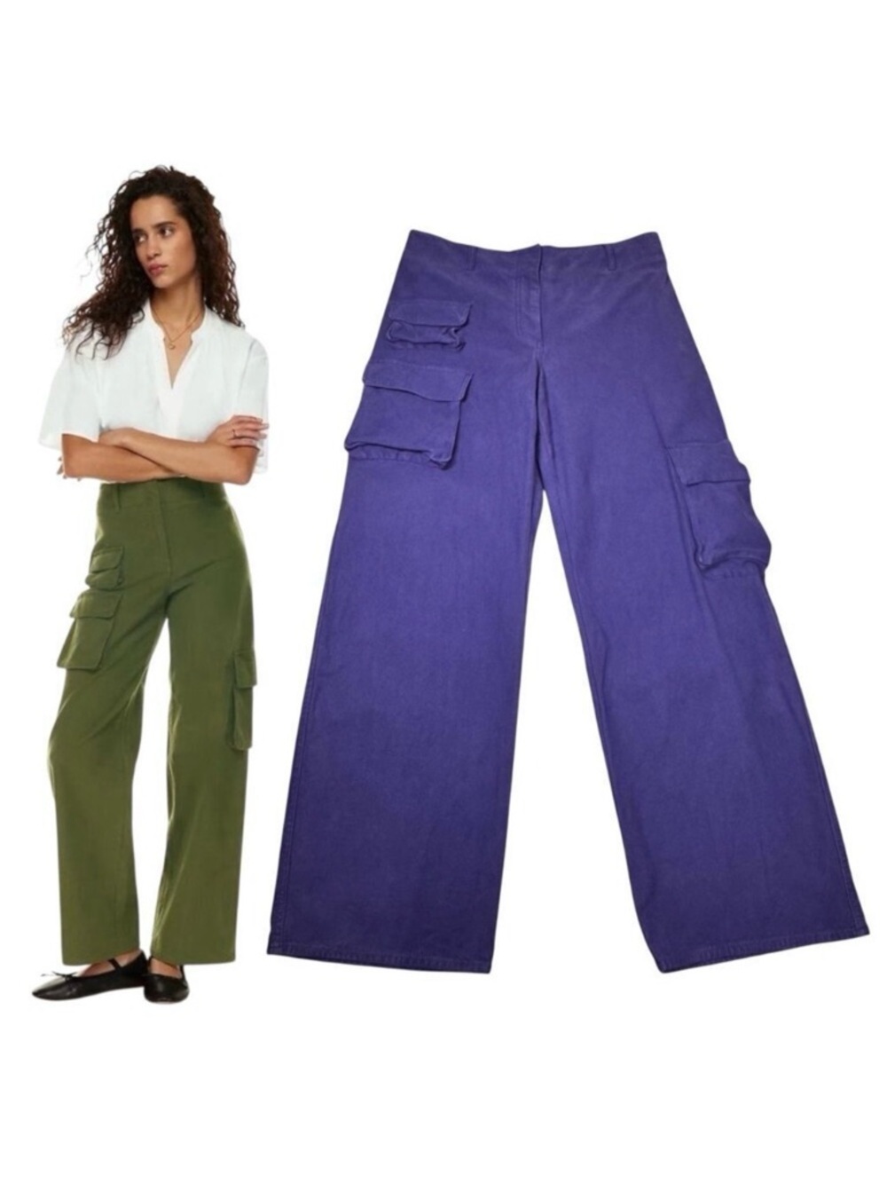 Aritzia Wilfred Free Picture Cargo Pant Sz.14 Purple Wide Leg Pockets Grunge